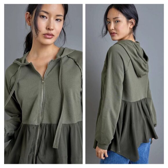 NWT Anthropologie Lavande Tunic Full Zip Hoodie Jacket - Picture 1 of 9